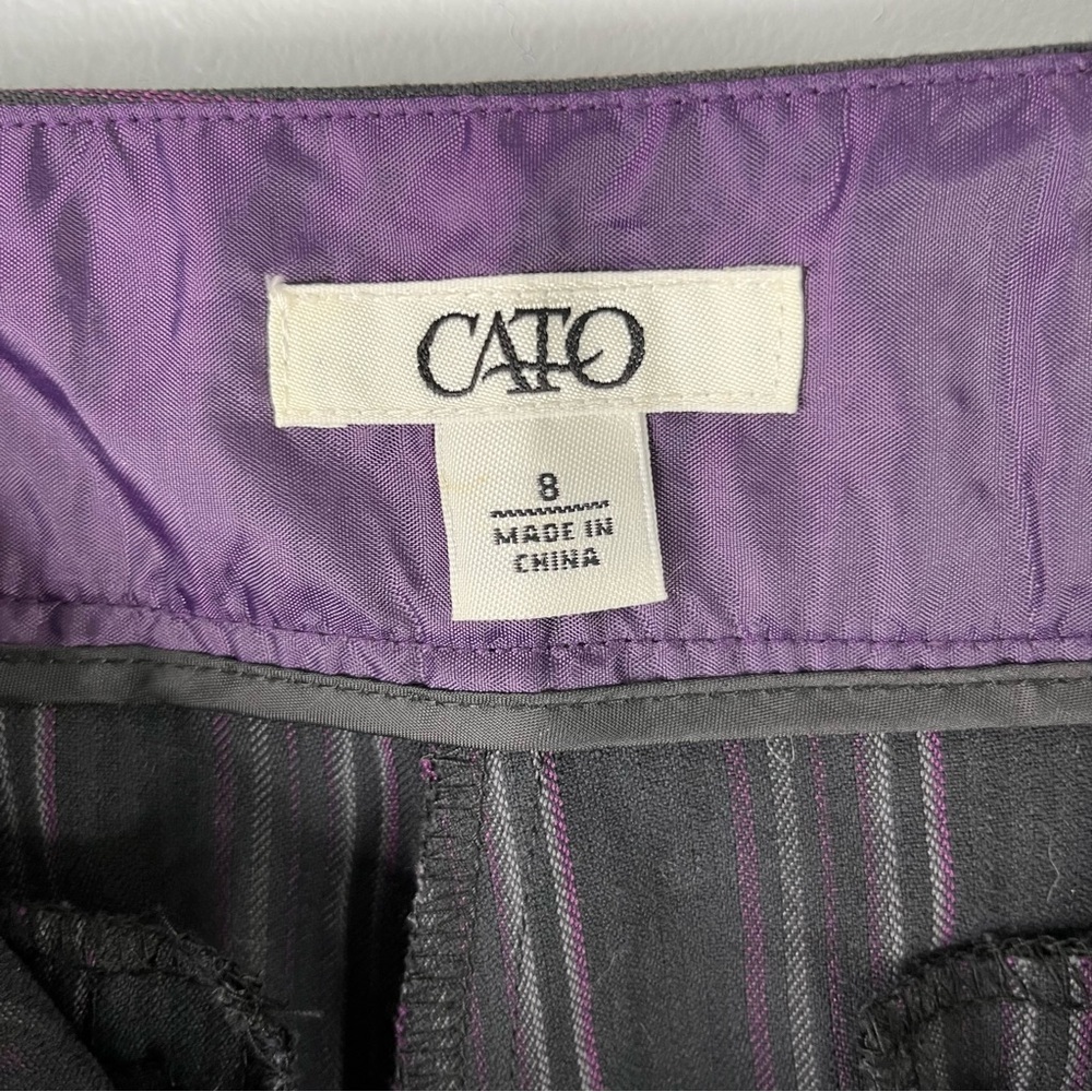 Cato Pants Women’s 8 Purple Black Stripe Contemporary Lower Rise Straight Leg - Picture 11 of 13